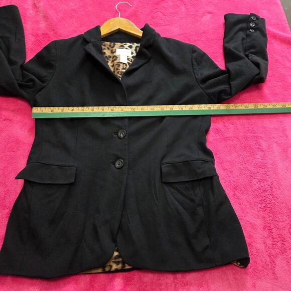 Chico's Womans Black Blazer Leopard Print Lining Size 1 / Medium - Picture 6 of 7